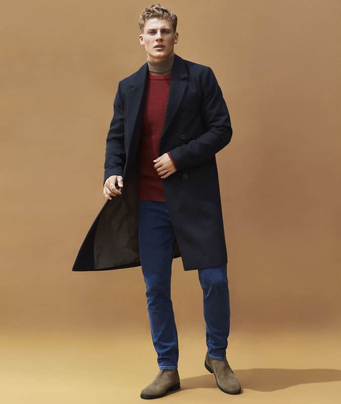 layering a roll neck under a crew neck