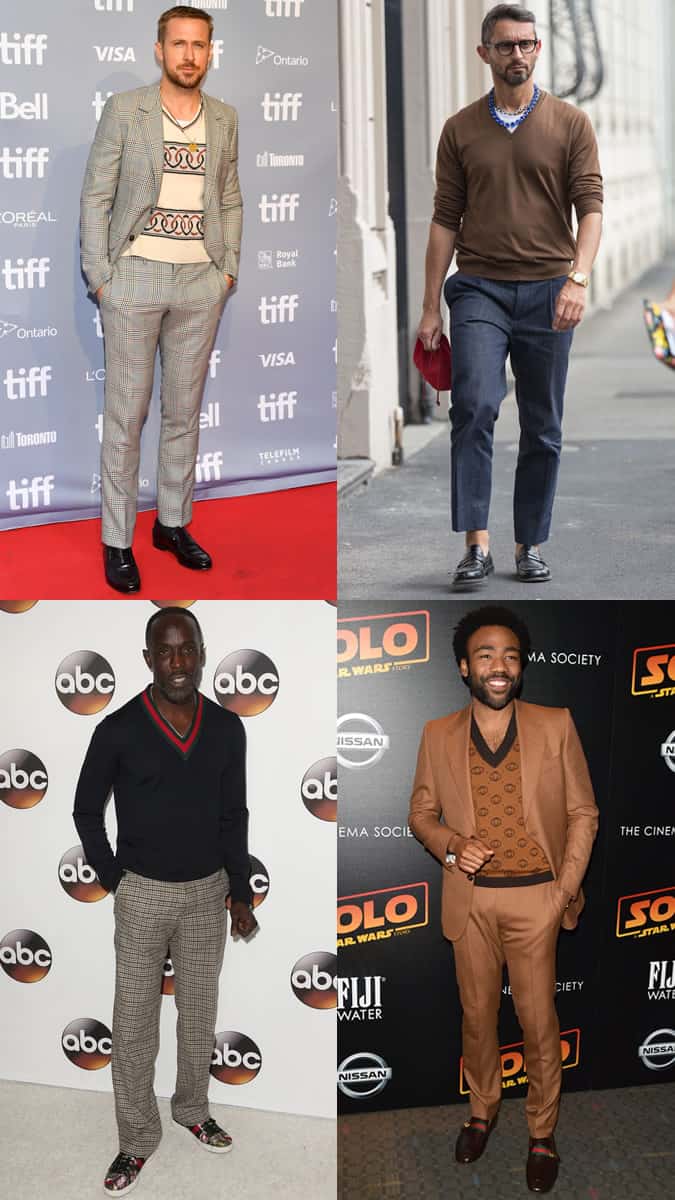 Celebrities wearing a v-neck jumper