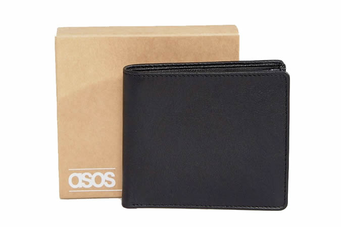 ASOS DESIGN leather wallet in black with internal coin purse