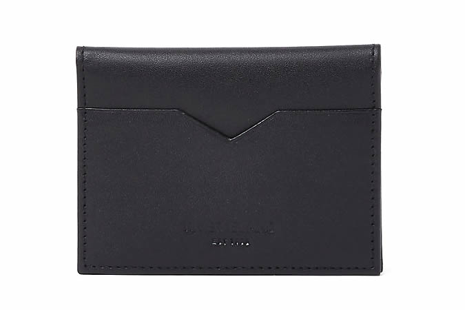 Black leather fold out card holder