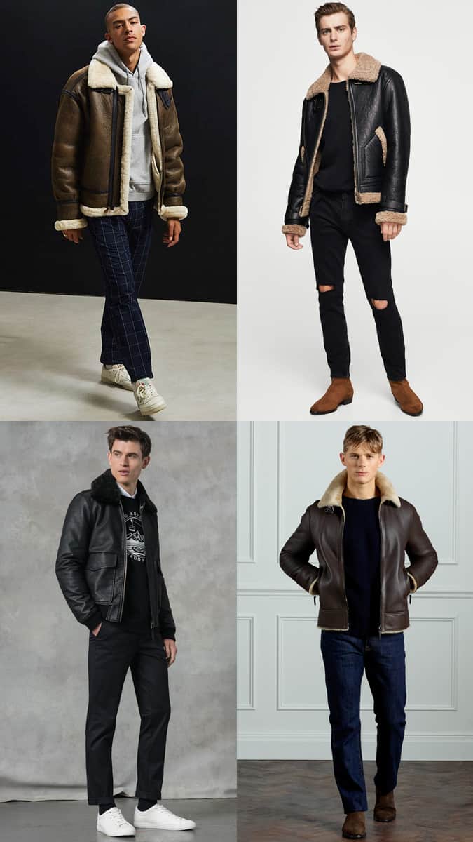 Men's Shearling Flight Jacket Outfit Inspiration Lookbook For Autumn/Winter 2017