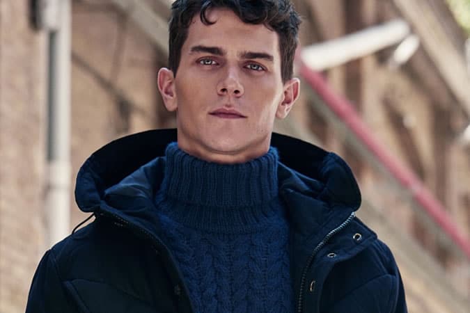 Heavy Gauge Cable Knit Roll Neck Jumper for Men