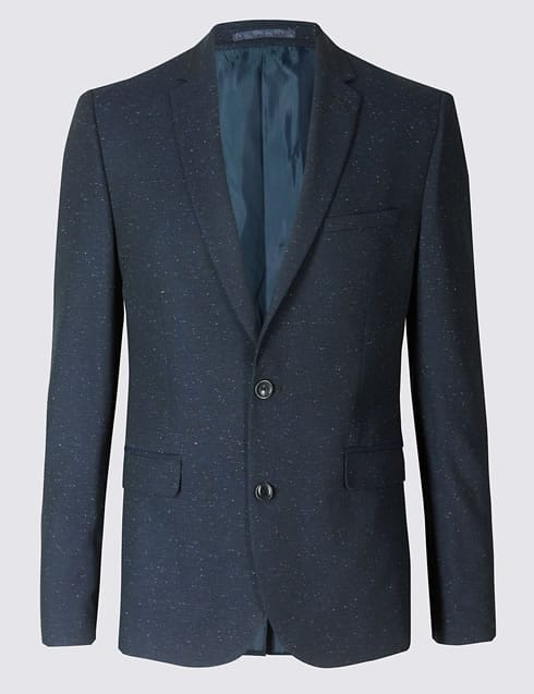 Navy Textured Modern Slim Fit Suit