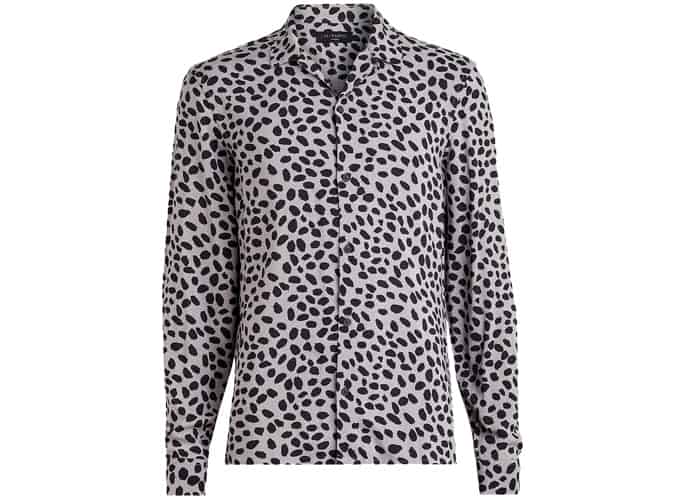 AllSaints Piero Leopard Print Slim Fit Long Sleeve Shirt
