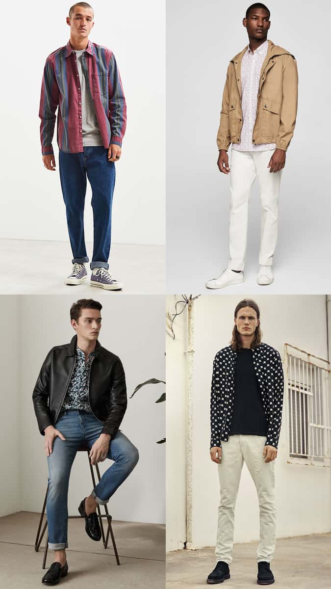 how to wear a printed shirt with light denim