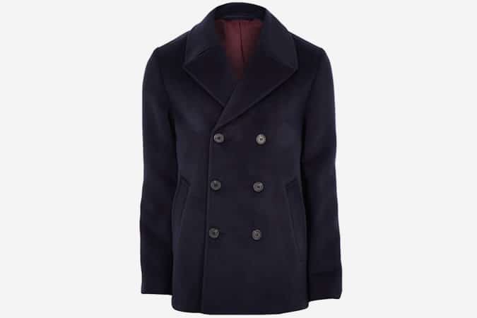Navy double breasted peacoat