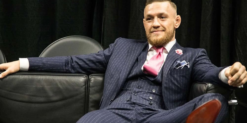 Conor McGregor Wearing A Fuck You Pinstripe Suit