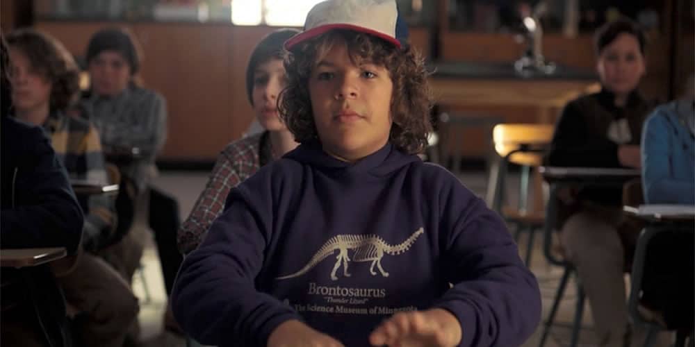 Dustin In Stranger Things Wearing A Brontosaurus Hoodie