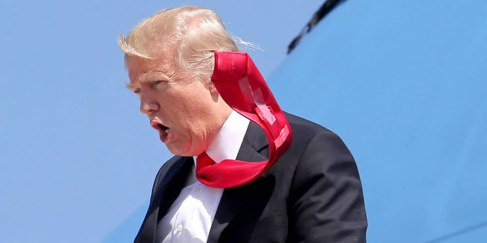 Donald Trump Wearing A Tie Stuck Together With Scotch Tape