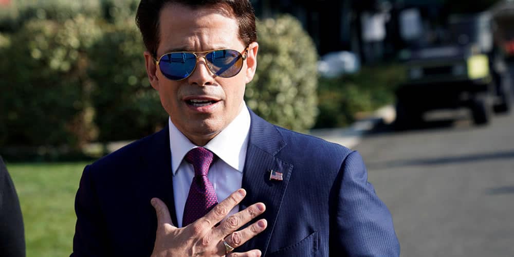 Anthony Scaramucci Wearing Blue Aviator Sunglasses With A Suit