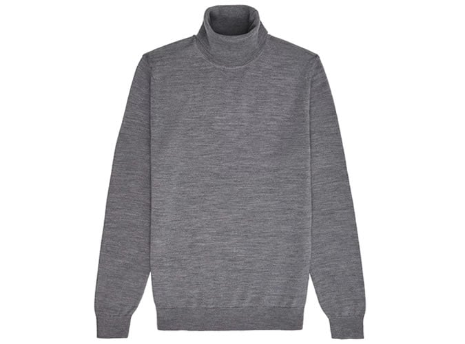 Reiss CAINE MERINO WOOL ROLLNECK MID GREY MELANGE