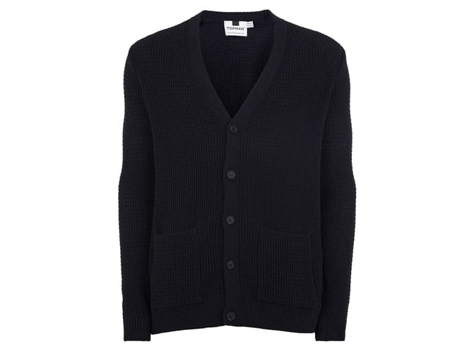 Topman Navy Textured Cardigan