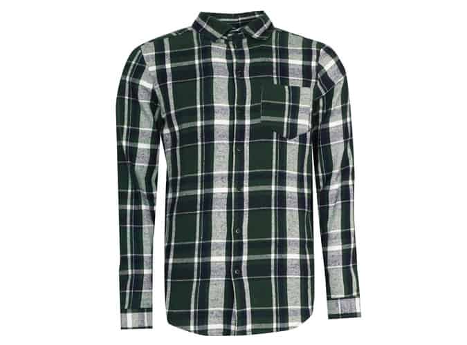 Boohoo Man Green Check Long-Sleeve Shirt