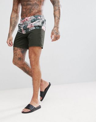ASOS Swim Short In Cut and Sew Floral Mid Length