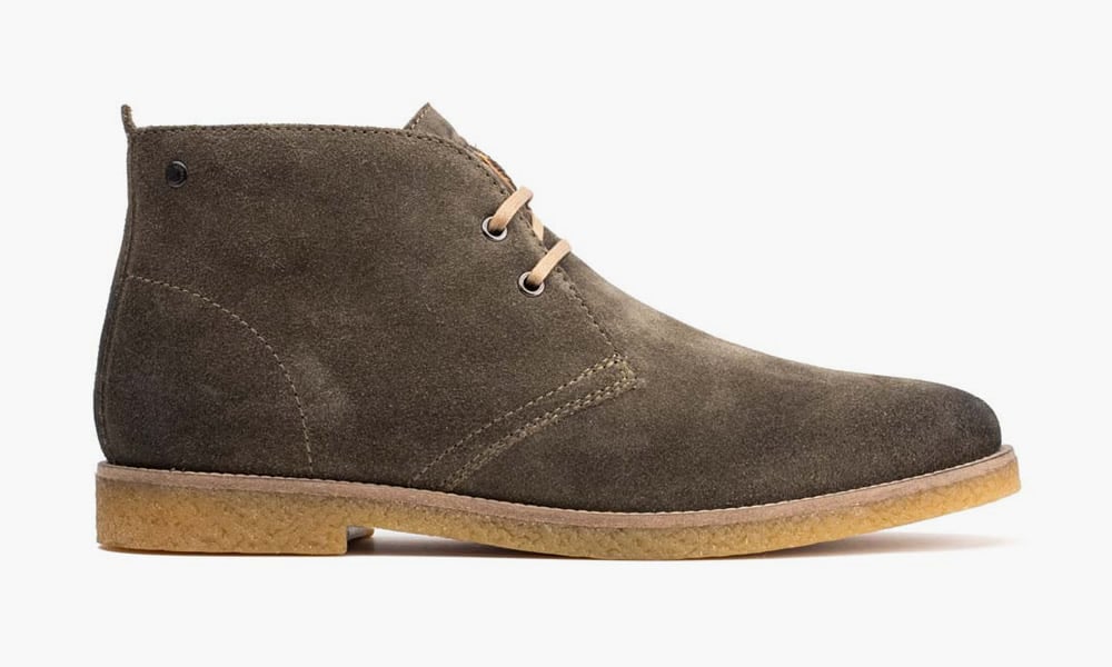 Base London Perry Burnished Suede Desert Boot In Olive