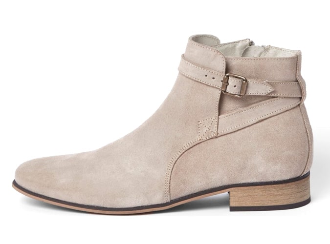River Island Stone Suede Buckle Strap Chelsea Boots