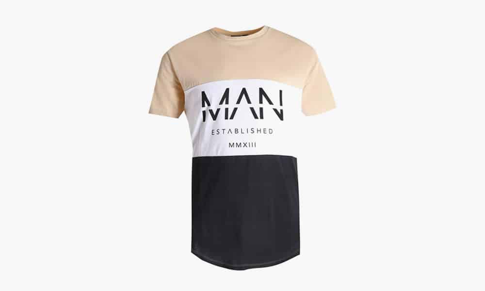 BoohooMAN Colour Block MAN T-Shirt With Curved Hem