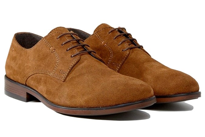 ASOS DESIGN derby lace up shoes in brown leather with natural sole