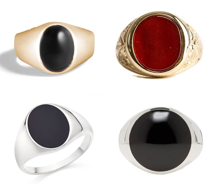 Men's precious stones signet rings