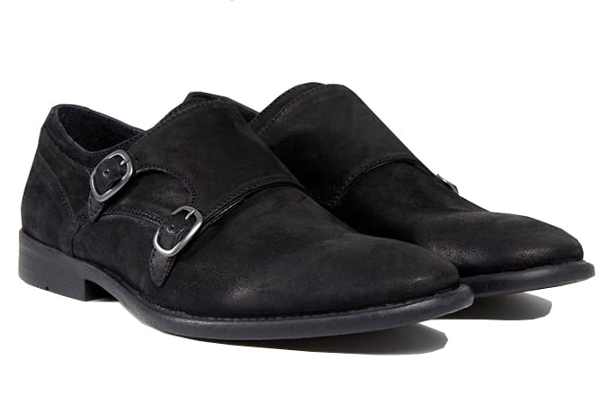 ASOS Monk Shoes In Black Suede With Distressed Sole