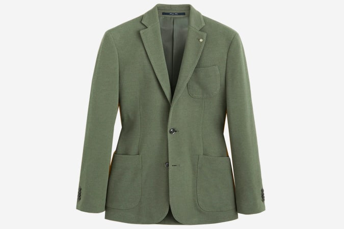 Mango Slim-fit patterned cotton blazer