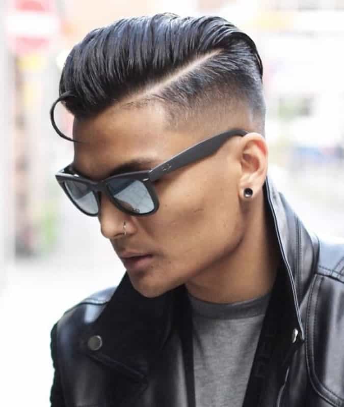Slick back comb over fade haircut