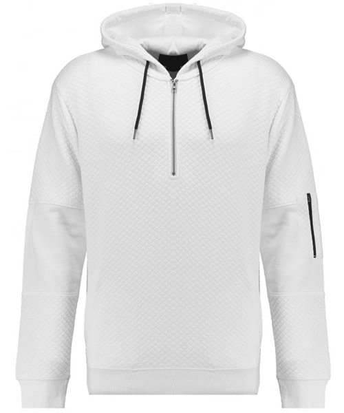TWISTED SOUL Mens White Quilted Hoody