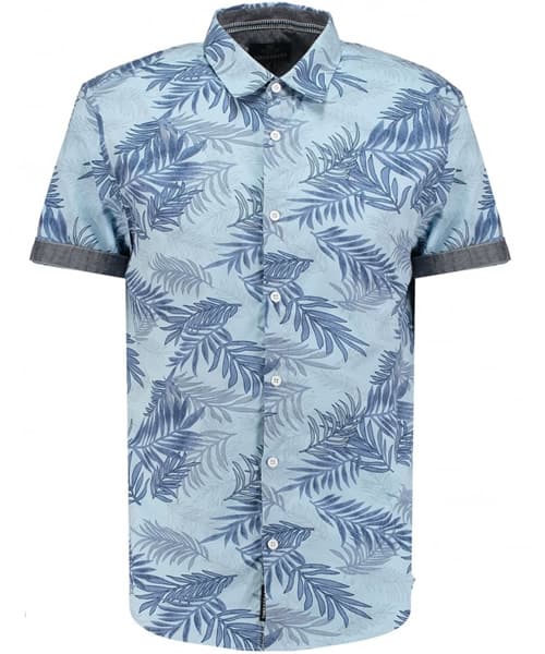 BLUE INC Mens Blue Short Sleeve Floral Shirt