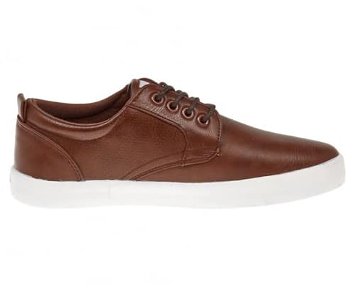 TWISTED SOUL Mens Brown Perforated Panel Four Eyelet Lace Up Plimsolls