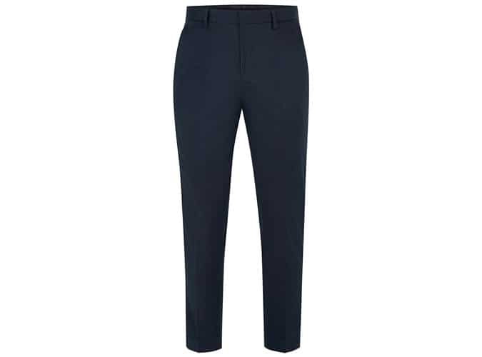 Navy Skinny Cropped Smart Trousers With White Side Stripe
