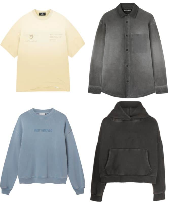 Washed out coloured clothing for men