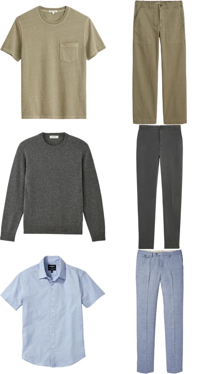 Men's tonal clothing pieces