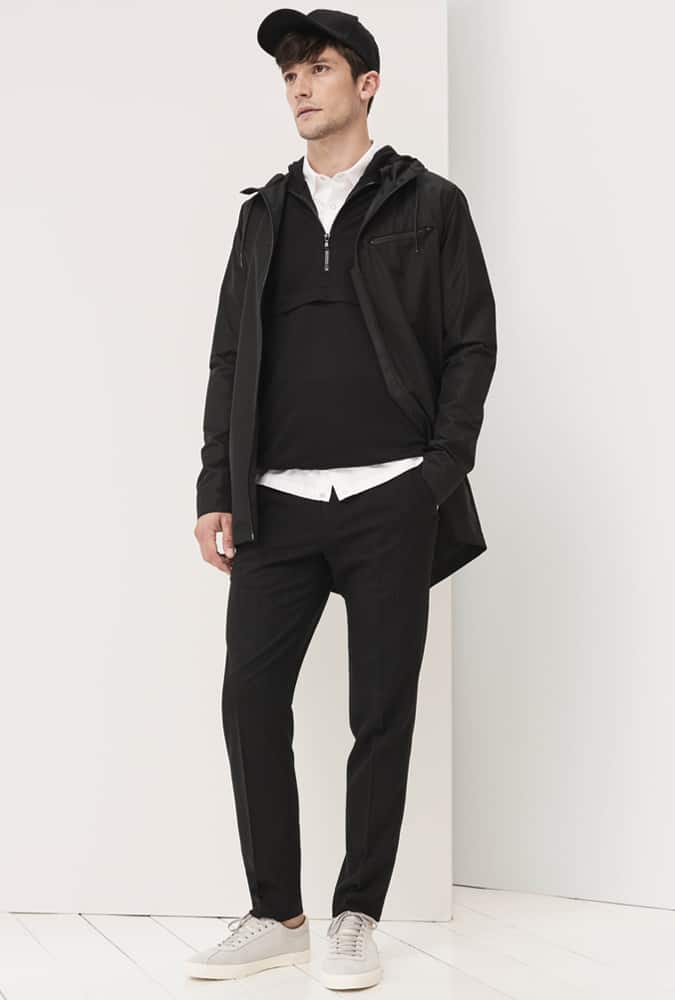 Man Dressed In Black And Neutral Colours
