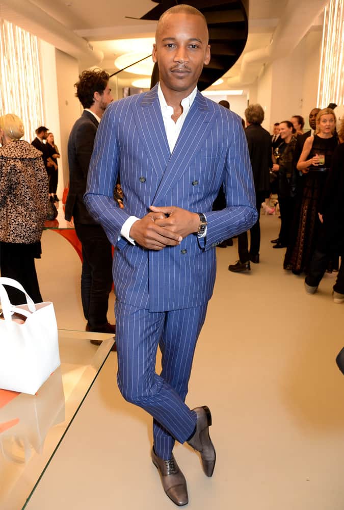 Eric Underwood Wearing A Pinstripe Suit