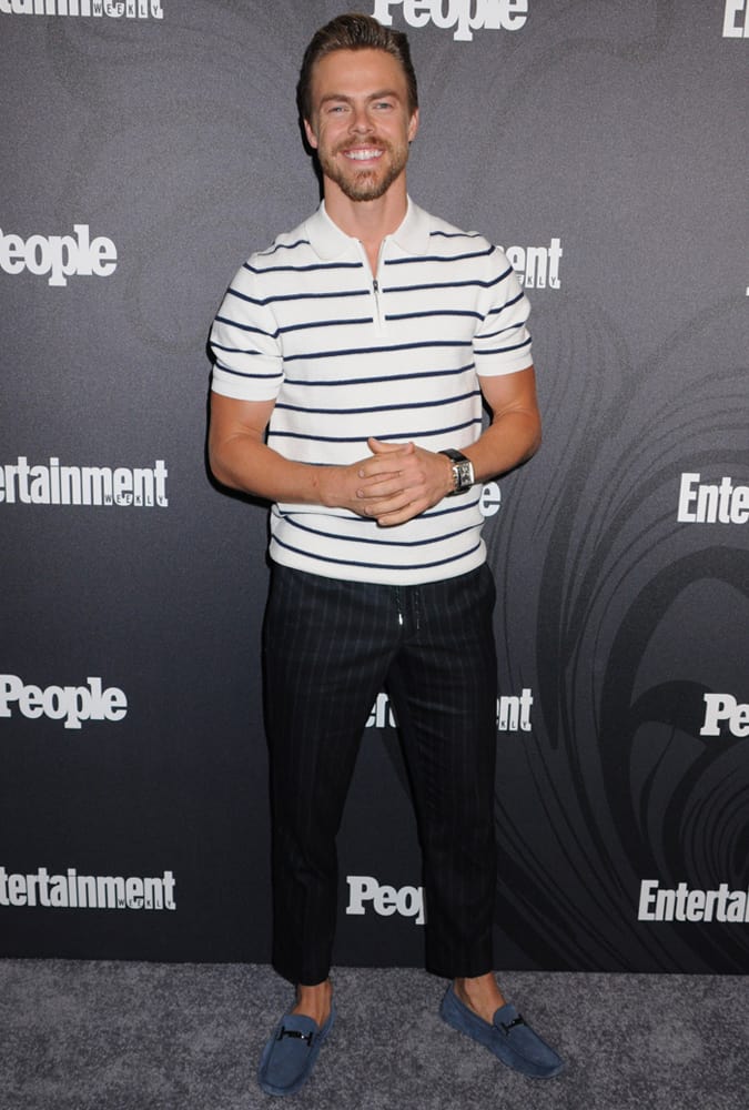Derek Hough Dressed In A Stripe Top