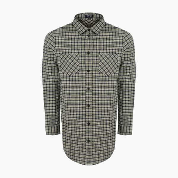 Dele Alli x boohooMAN Yellow Contrast Check Longline Long Sleeve Shirt
