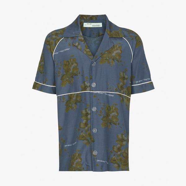 Floral Print Cotton Shirt With Piping