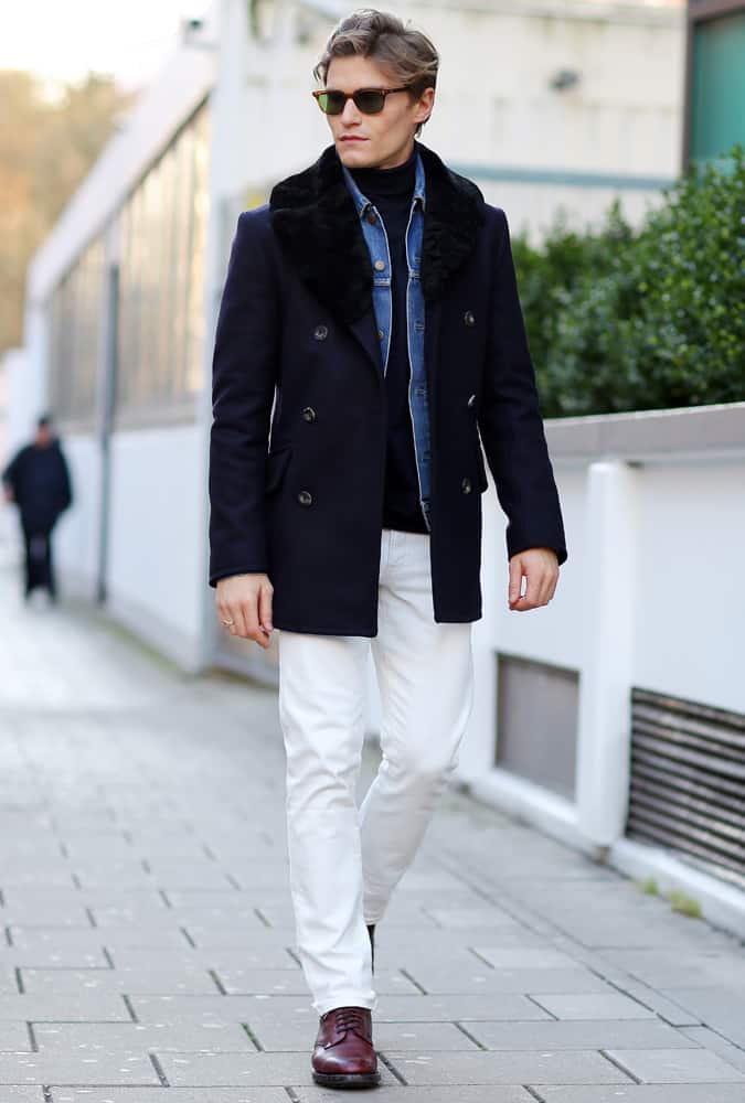 Oliver Cheshire Wearing A Shearling Coat