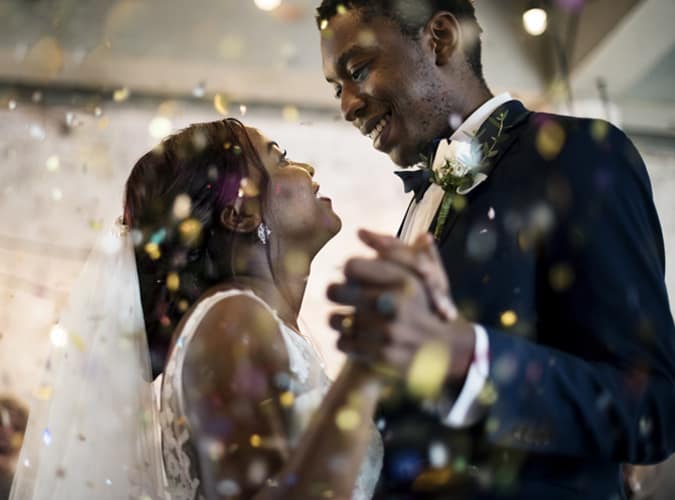 bride and groom on wedding day