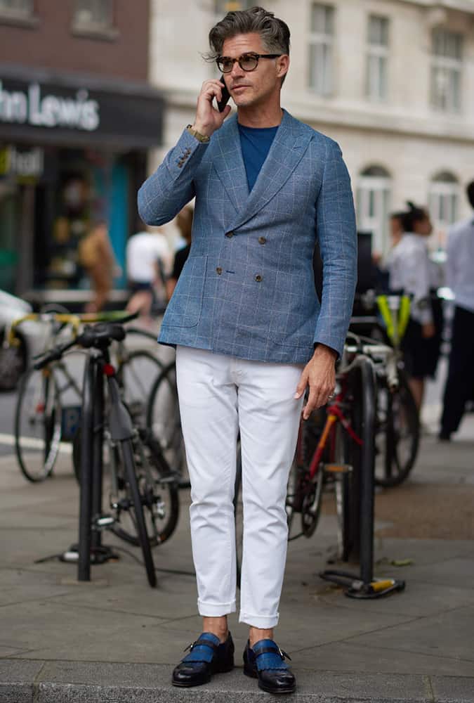 Eric Rutherford Wearing White Trousers