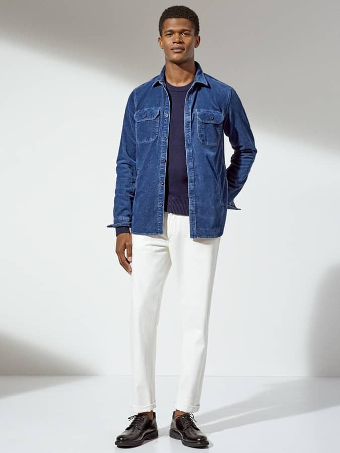Men's White Jeans and Colour-Blocking Outfit Inspiration Lookbook