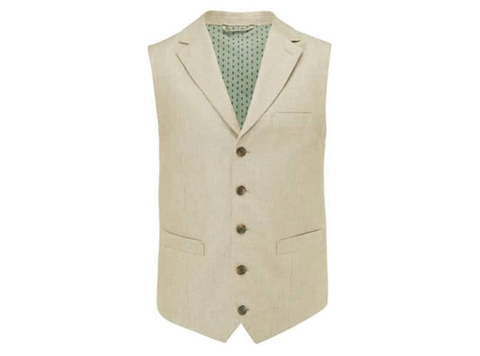 John Lewis Henry Linen Cotton Waistcoat, Sand