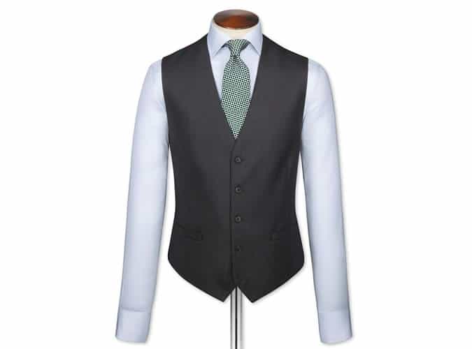 Charcoal adjustable fit birdseye travel suit waistcoat