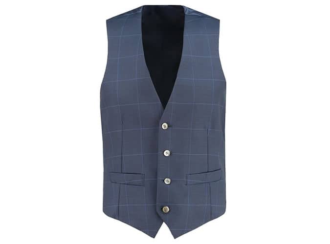 Men's Navy Prince of Wales Check Slim Fit Waistcoat
