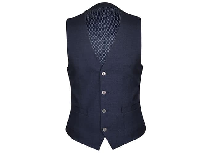 Clapton Skinny Fit Textured Navy Waistcoat