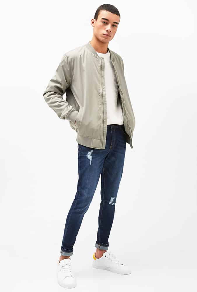 Ripped Jeans And Bomber Jacket Outfit