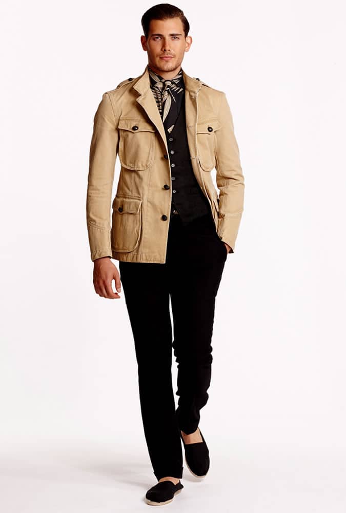 safari jacket worn in a modern way by Ralph Lauren
