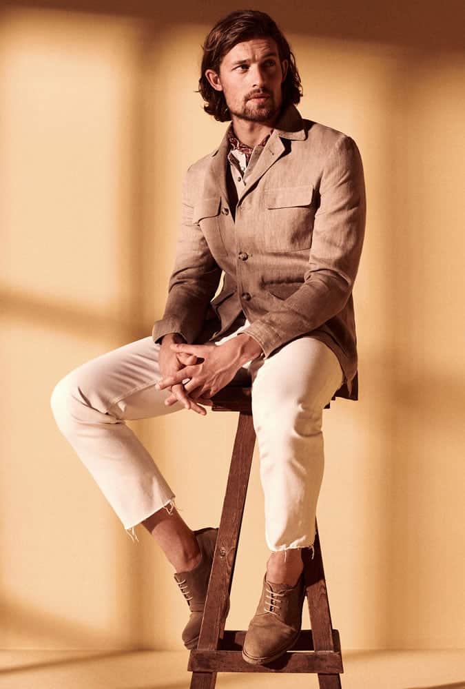 safari jacket worn with neutrals by Mango