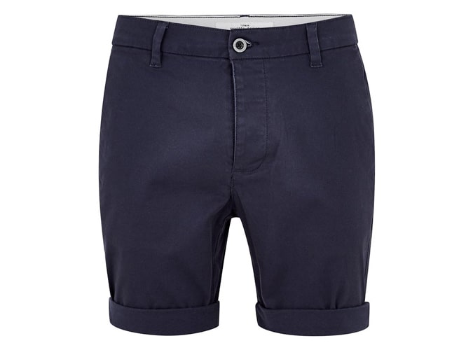 Topman Navy Stretch Skinny Chino Shorts