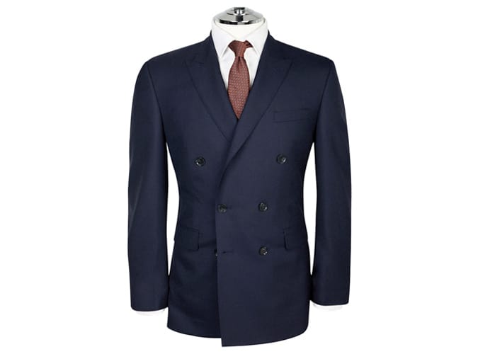 Fitzrovia Double-Breasted Jacket in Navy Barberis Italian Wool